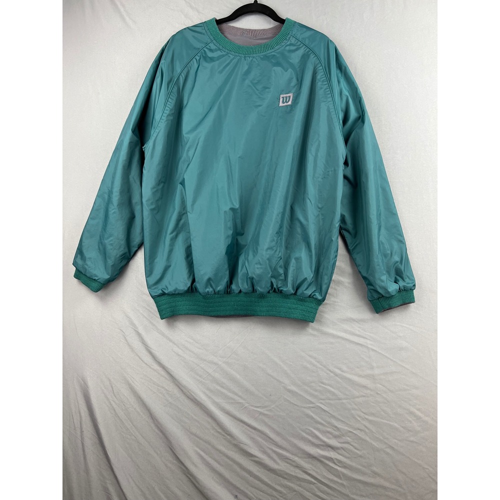 Wilson Windbreaker Pullover Mens XL Teal Green Embroidered Logo Vtg Good